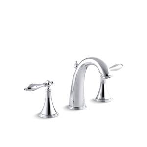 KOHLER Finial Widespread Bathroom Sink Faucet with Lever Handles - Chrome