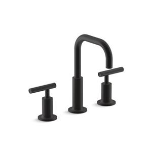 KOHLER Purist Widespread Bathroom Sink Faucet with High Gooseneck Spout - Black