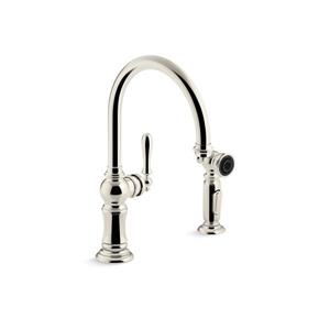 Robinet d'évier de cuisine à 2 trous Artifacts de KOHLER, nickel