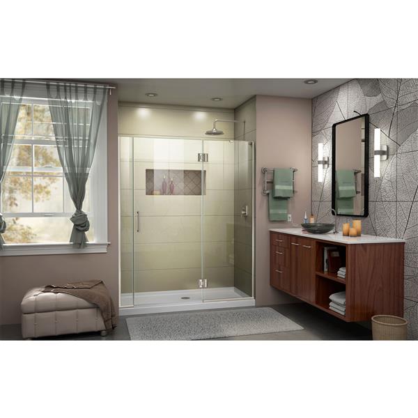 DreamLine Frameless Hinged Tub/Shower Door - 59-in - Nickel