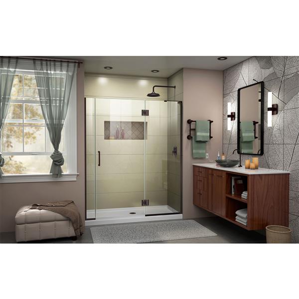 DreamLine Frameless Hinged Tub/Shower Door - 56.5-in - Bronze