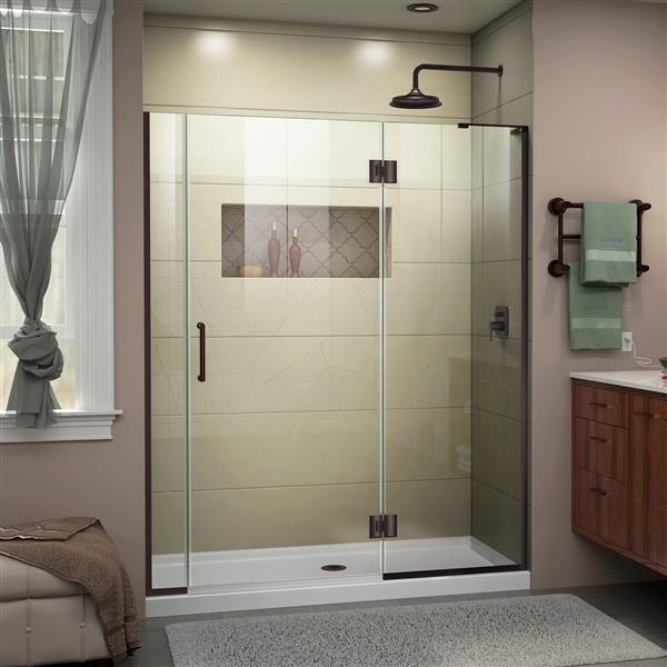 DreamLine Frameless Hinged Tub/Shower Door - 58-in - Bronze