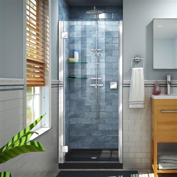 DreamLine Lumen Shower Door and Base - 42-in x 42-in - Chrome