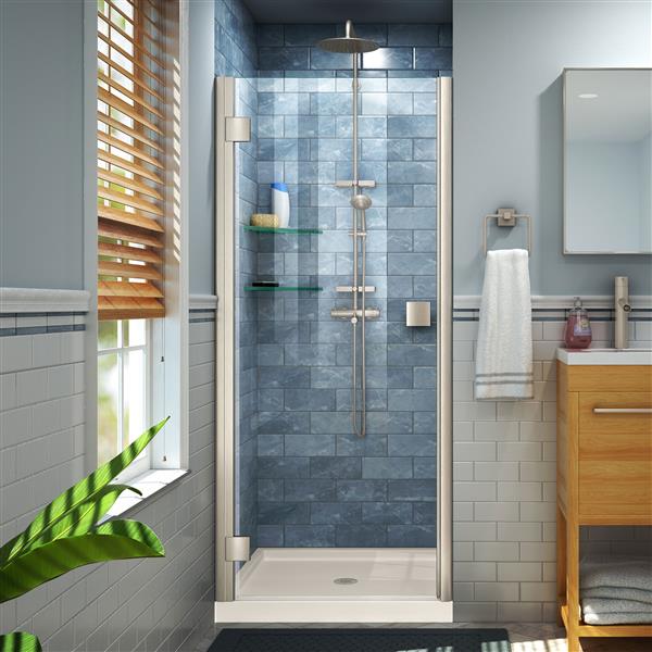 DreamLine Lumen Semi-Framed Shower Door/Base - 36-in - Nickel