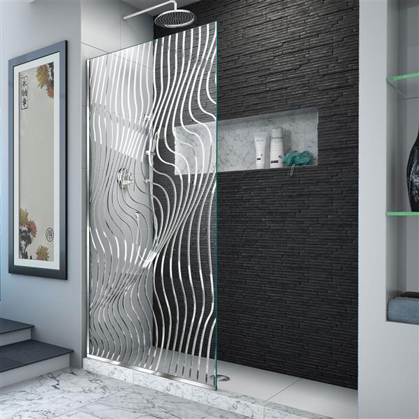 DreamLine Platinum Linea 34-in Polished Shower Door