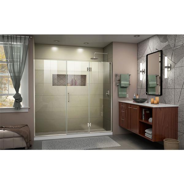 DreamLine Frameless Hinged Tub/Shower Door - 65-in - Nickel