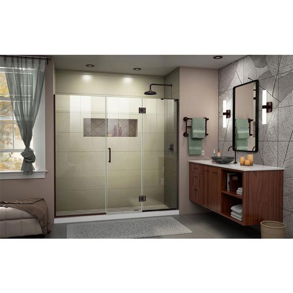 DreamLine Frameless Shower Door with 2 Panels - 63-in - Bronze