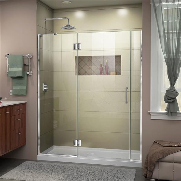 Dreamline Frameless Hinged Tub/Shower Door - 59.5-in - Chrome