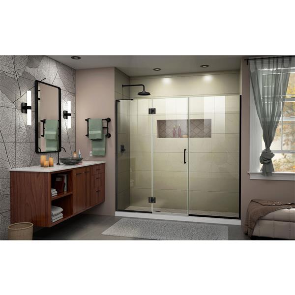 DreamLine Frameless Shower Door with 2 Panels - 72-in - Black