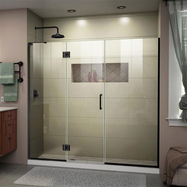 DreamLine Frameless Shower Door with 2 Panels - 72-in - Black