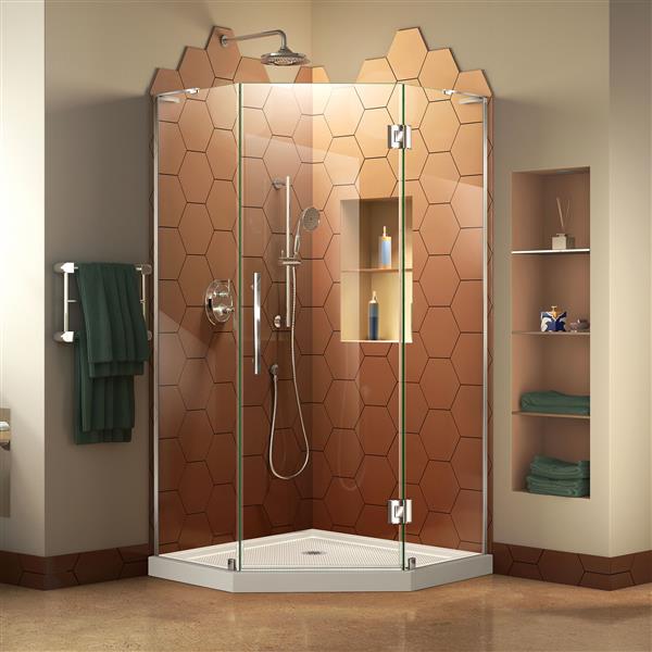 DreamLine Prism Plus 38-in Chrome Shower Enclosure and Base Kit