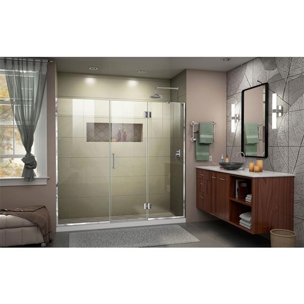DreamLine Frameless Hinged Tub/Shower Door - 64-in - Chrome