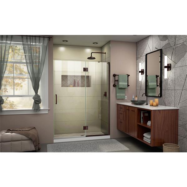 DreamLine Frameless Hinged Tub/Shower Door - 53-in - Bronze
