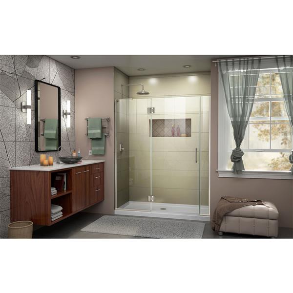 DreamLine Frameless Shower Door with 2 Panels - 72-in - Nickel
