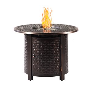 Oakland Living Round Propane Fire Table - 34-in x 24.5-in - 25,000 BTU -Antique Copper