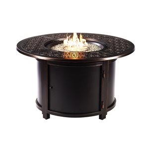Oakland Living Propane Fire Table with Wind Guard - 44-in x 24.5-in - 55,000 BTU - Antique Copper