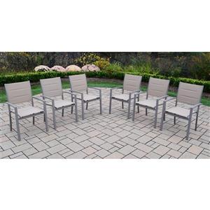 Oakland Living Stackable Patio Chair - Grey Aluminum - Set of 6