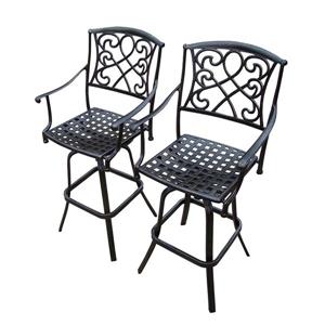Oakland Living Grace Outdoor Bar Stool - Aluminum - Antique Bronze - Set of 2