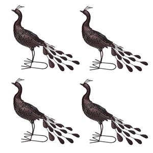 Oakland Living Peacock Solar Light - 22-in - Bronze Steel - Set of 4