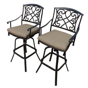 Oakland Living Grace Outdoor Bar Stool - Beige and Antique Bronze - Set of 2