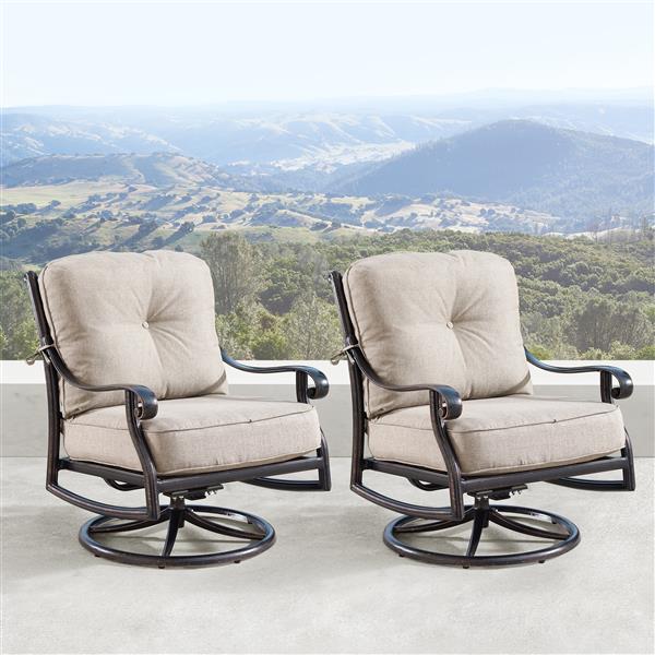 Oakland Living Rocking Patio Chair - 34.2-in x 33.8-in - Light Beige - Set of 2