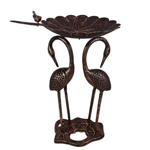 Oakland Living Birdbath - 22-in x 16-in x 32-in - Bronze and Black Cast Aluminum