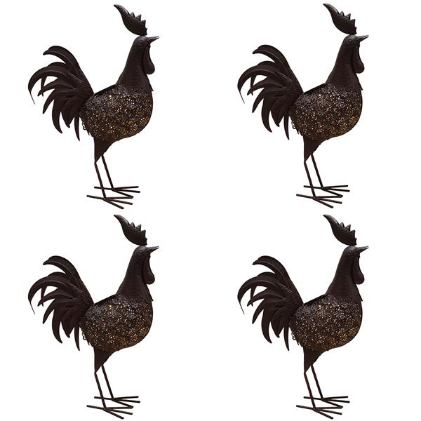 Oakland Living Rooster Solar Light - Bronze Steel - Set of 4