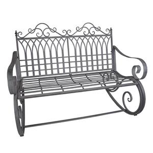 Oakland Living Outdoor Rocking Bench - Iron and Steel - Antique Grey