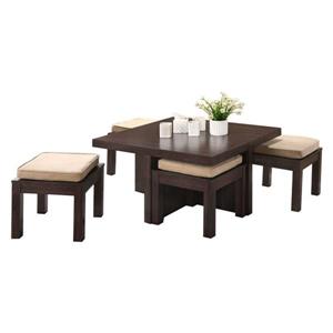 Oakland Living Coffee Table Set - 4 Stools - Brown - Set of 5