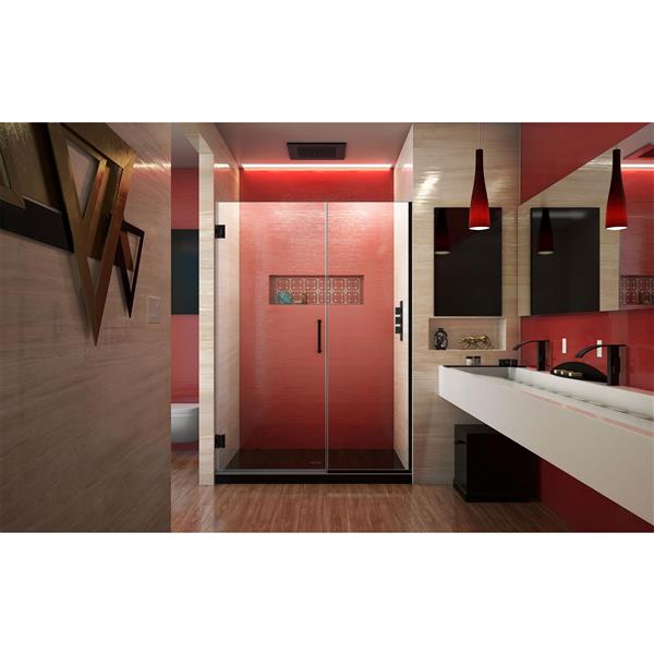 Porte de douche sans cadre Unidoor Plus de DreamLine, 51.5 po x 72 po, noir satiné