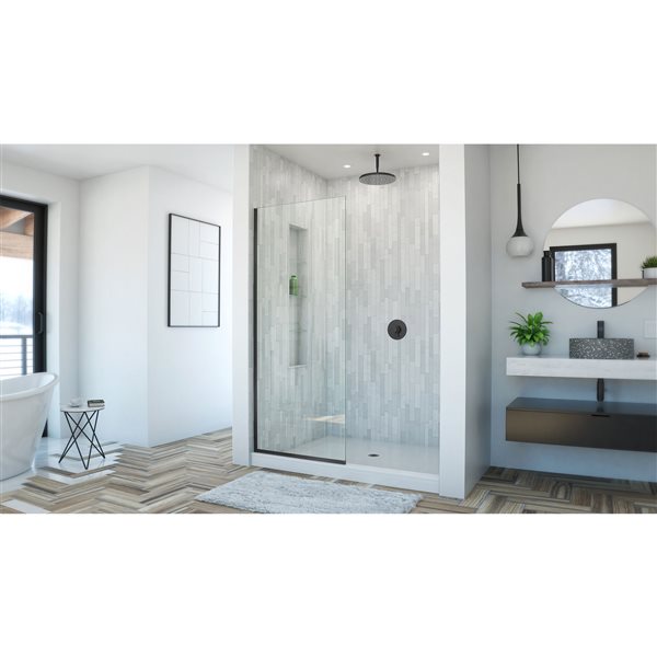 DreamLine Linea Alcove Shower Door - Clear Glass - 34-in - Satin Black