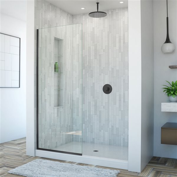 DreamLine Linea Alcove Shower Door - Clear Glass - 34-in - Satin Black