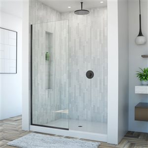 DreamLine Linea Alcove Shower Door - Clear Glass - 34-in - Satin Black