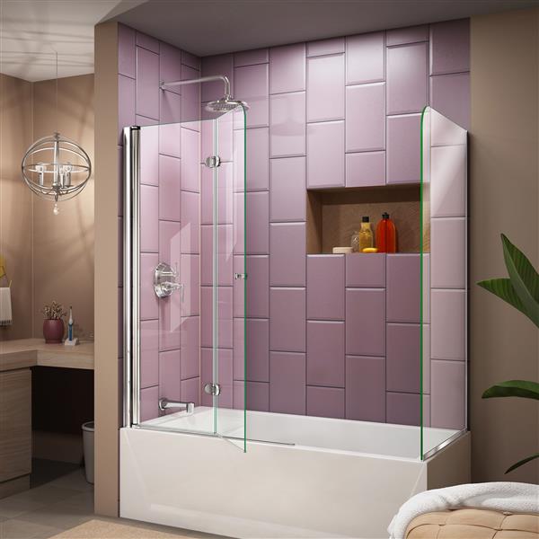 DreamLine Aqua Fold Bathtub Door - Standard Installation - 56-in - Chrome