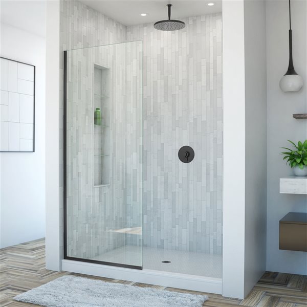 DreamLine Linea 30-in Satin Black Alcove Shower Door