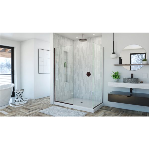 DreamLine Linea Shower Door - Alcove Installation - 30-in - Oil Rubbed Bronze