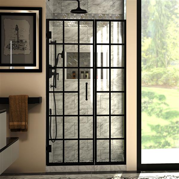 DreamLine Unidoor Toulon Shower Door - Alcove Installation - 40-in - Satin Black