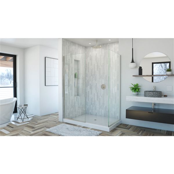 DreamLine Linea Shower Door - Alcove Installation - 30-in - Brushed Nickel