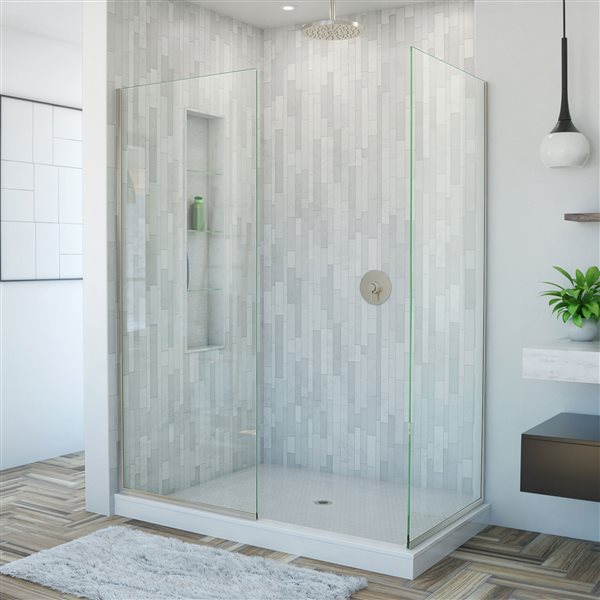 DreamLine Linea Shower Door - Alcove Installation - 30-in - Brushed Nickel