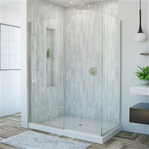 Porte de douche sans cadre Linea de DreamLine, 30 po x 72 po, nickel brossé