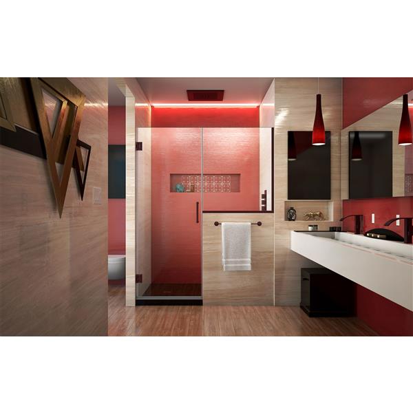 DreamLine Unidoor Plus Shower Door - Clear Glass - 63-in - Oil Rubbed Bronze