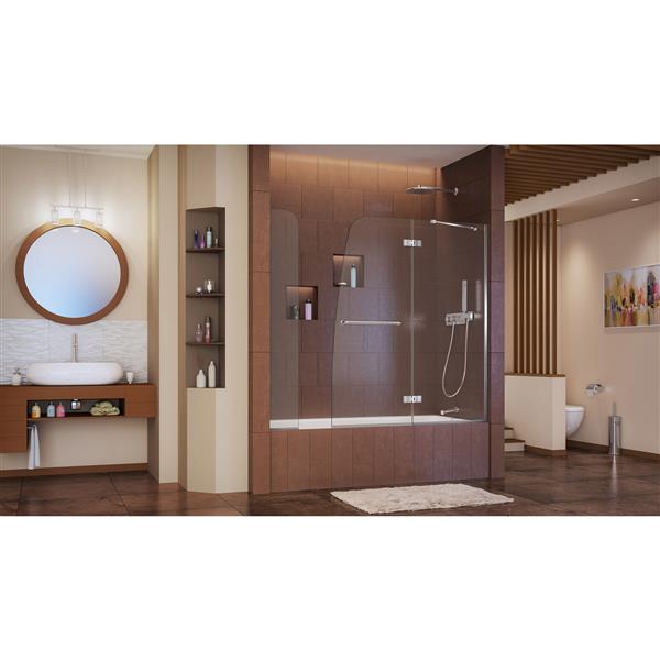 Porte de baignoire sans cadre Aqua Ultra de DreamLine, 57 po x 58 po, chrome