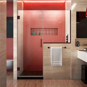 Porte de douche sans cadre Unidoor Plus de DreamLine, 47 po x 72 po, bronze huilé