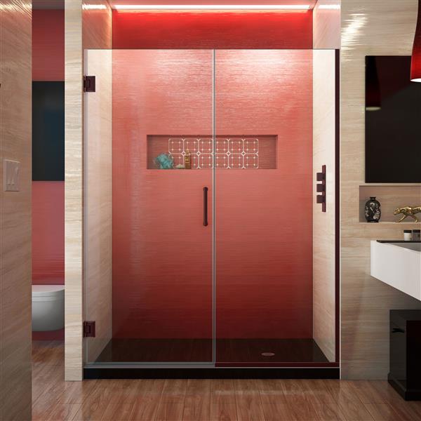 DreamLine Unidoor Plus Shower Door - Alcove Installation - 53.5-in - Oil Rubbed Bronze