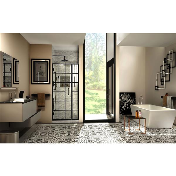 DreamLine Unidoor Toulon Shower Door - Alcove Installation - 34-in - Satin Black