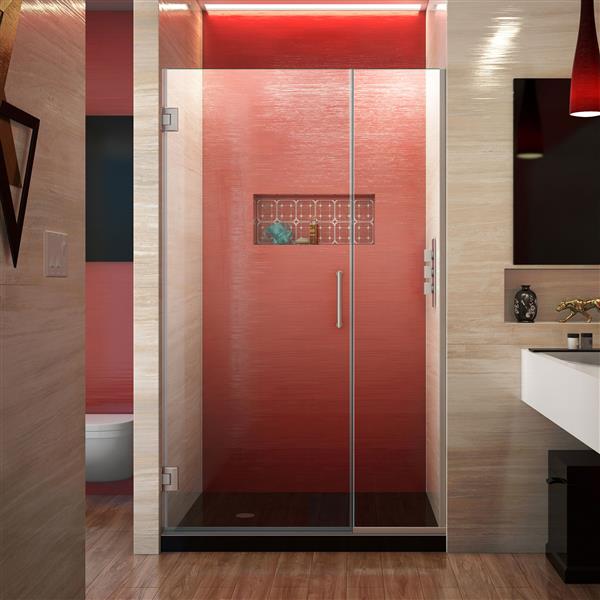 DreamLine Unidoor Plus Shower Door - Alcove Installation - 44-in - Brushed Nickel