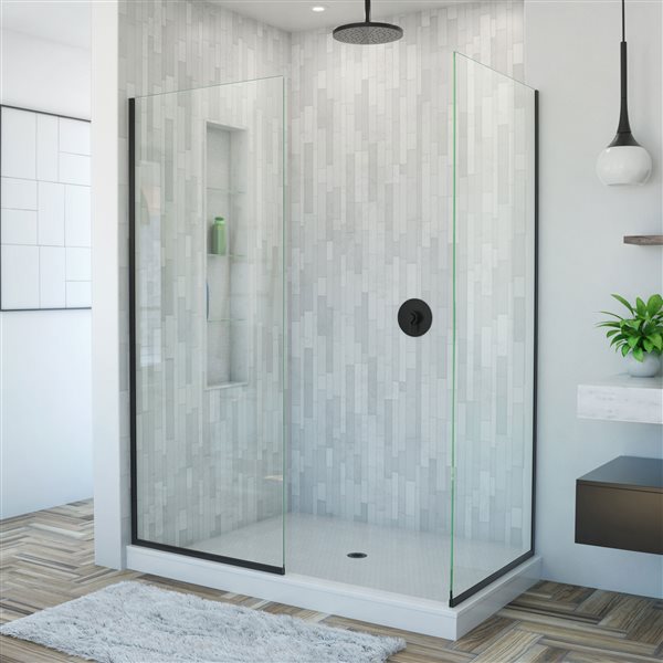 Porte de douche sans cadre Linea de DreamLine, 34 po x 72 po, noir satiné