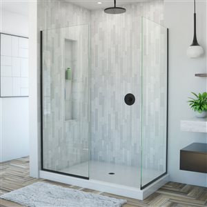 DreamLine Linea 34-in Satin Black Alcove Shower Door