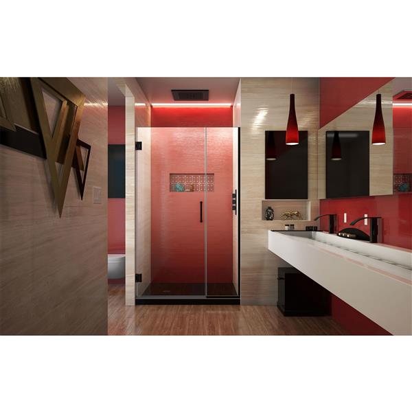 Porte de douche sans cadre Unidoor Plus de DreamLine, 37 po x 72 po, noir satiné