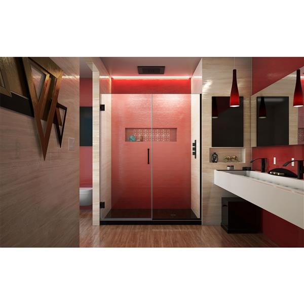 Porte de douche sans cadre Unidoor Plus de DreamLine, 60.5 po x 72 po, noir satiné